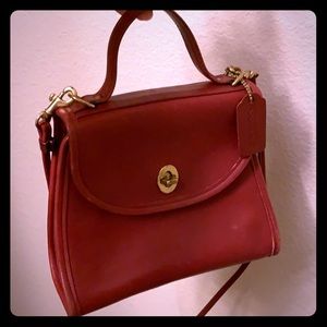 Red leather Coach purse